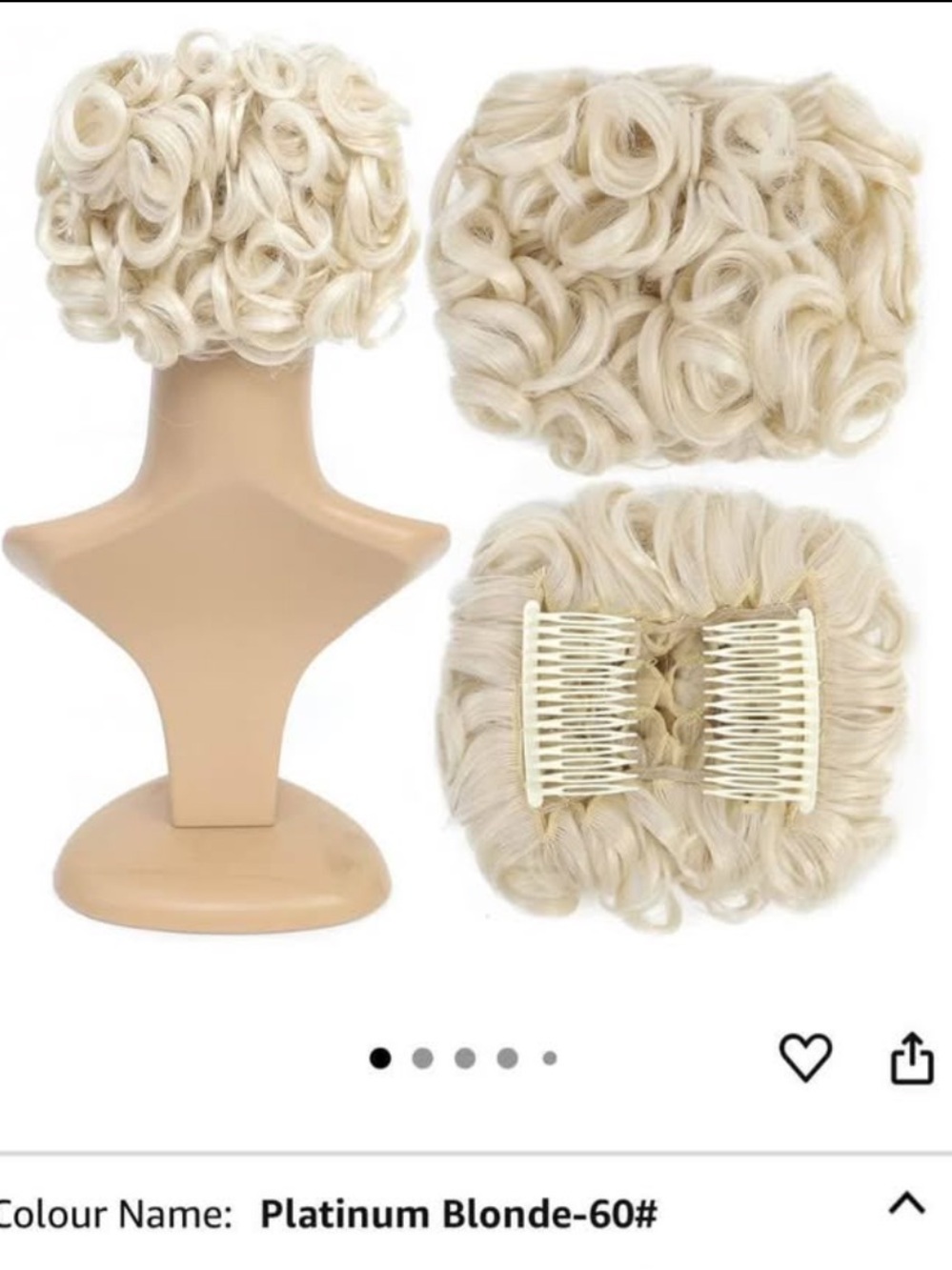 Platinum Blonde Curly Clip-In Bun with Dual Combs